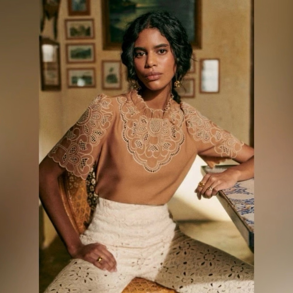 Sezane linen Lace Blouse